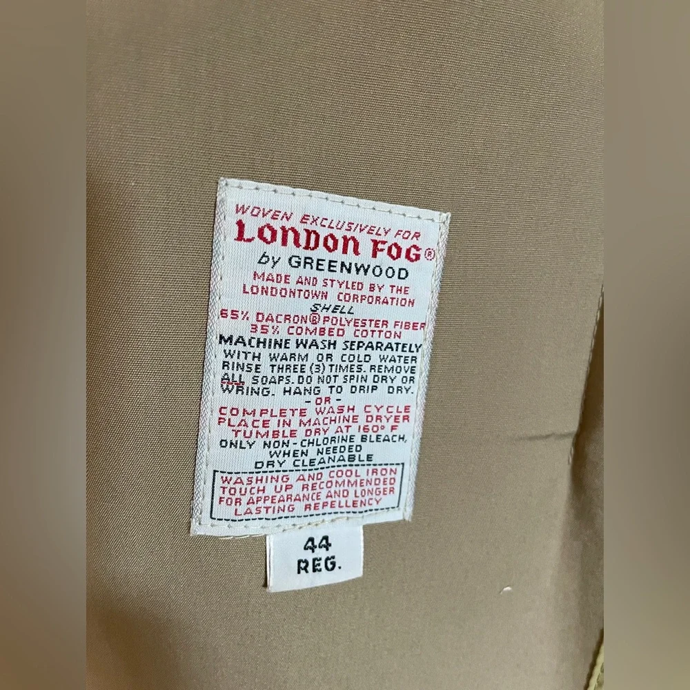 London Fog Maincoat Lined Men’s 44 Regular Tan. Very Good Condition. Vintage! - Picture 7 of 15